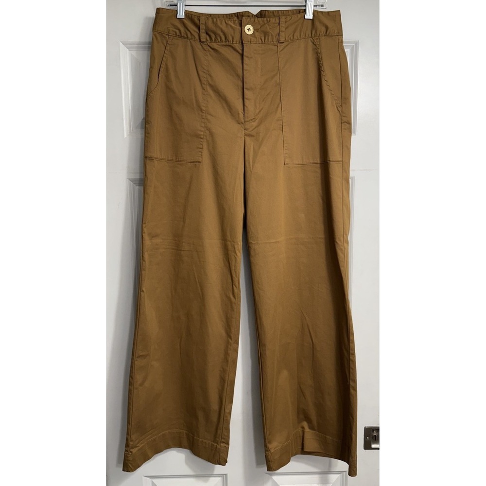 Joie Brown Wide Leg Pants Womens Size 12 Casual Pockets Classic Preppy